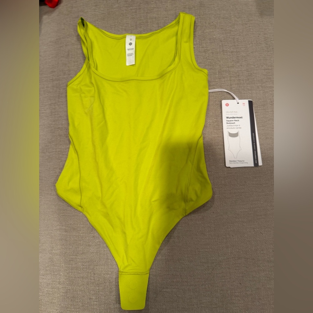 Lululemon Bright Yellow Wundermost Square Neck Sleeveless Bodysuit XS New NWT